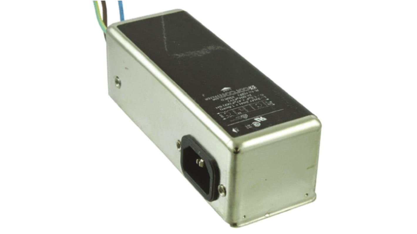 TE Connectivity, Q 3A 250 V ac 50/60Hz, Flange Mount Power Line Filter, Wire Lead, Single Phase
