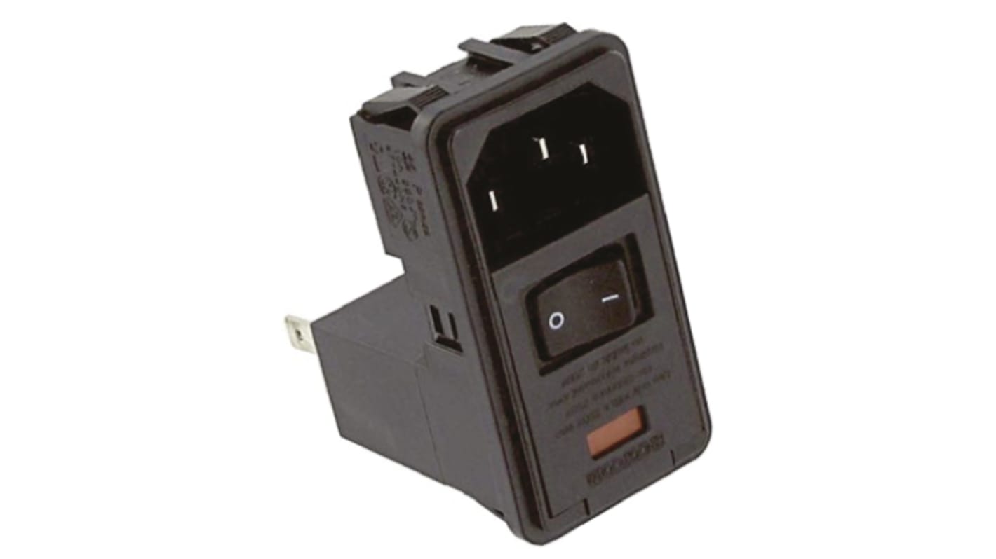 TE Connectivity 10A, 250 V ac Male Snap-In IEC Filter 2 Pole PS0S0S000, Spade 1 Fuse