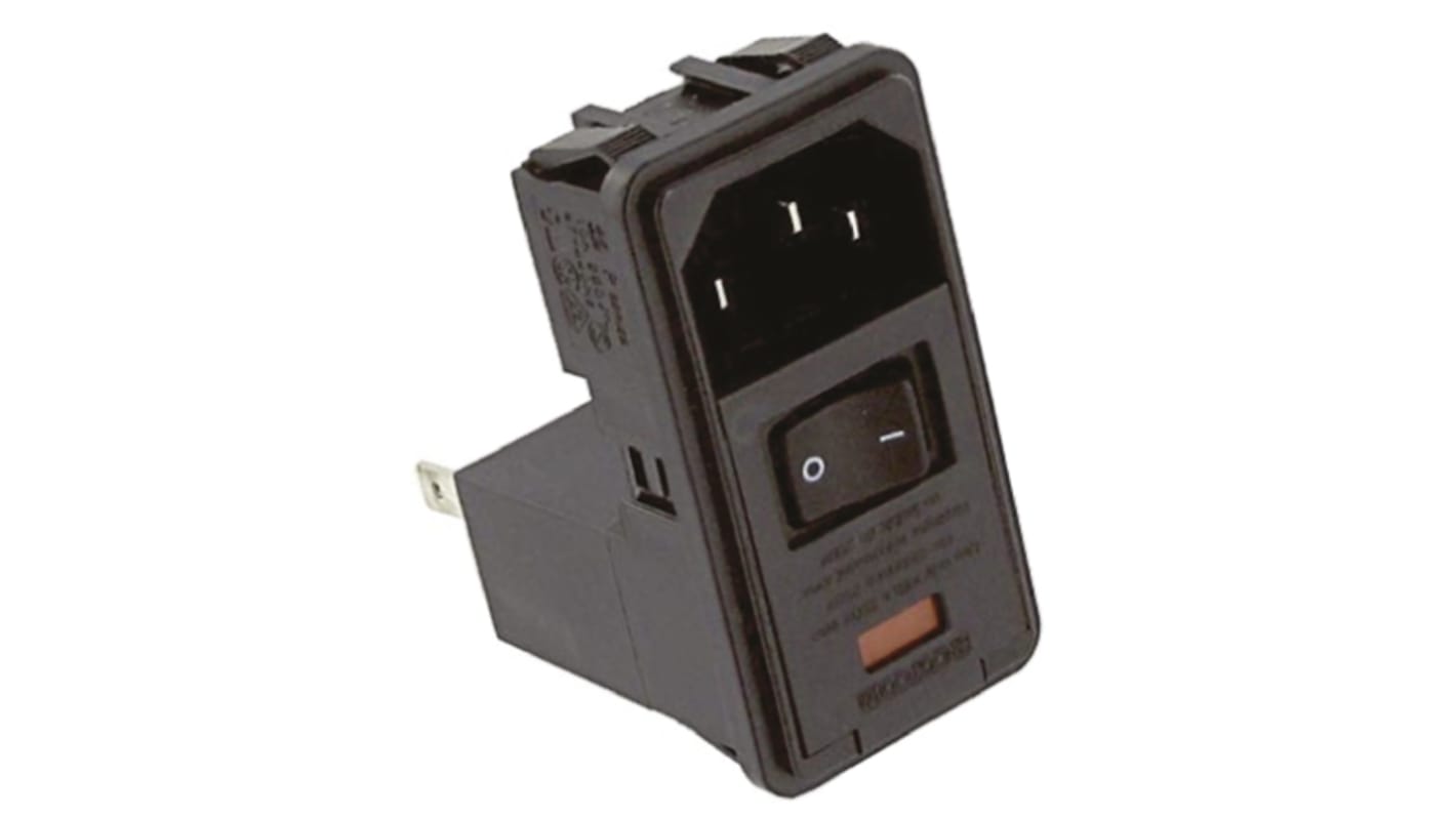 TE Connectivity C14  IEC Filter Stecker mit 2-Pol Schalter, 250 V ac / 10A, Snap-In / Kabelschuh-Anschluss