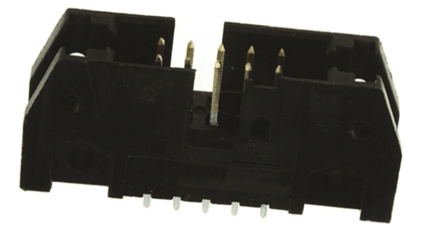 TE Connectivity AMP-LATCH Series Straight Through Hole PCB Header, 10 Contact(s), 2.54mm Pitch, 2 Row(s), Shrouded