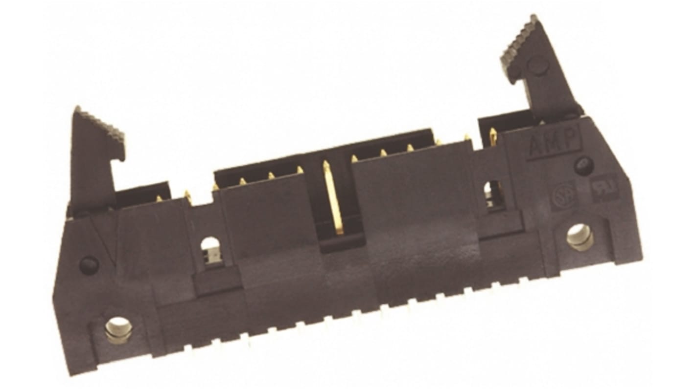 TE Connectivity AMP-LATCH Series Straight Through Hole PCB Header, 50 Contact(s), 2.54mm Pitch, 2 Row(s), Shrouded