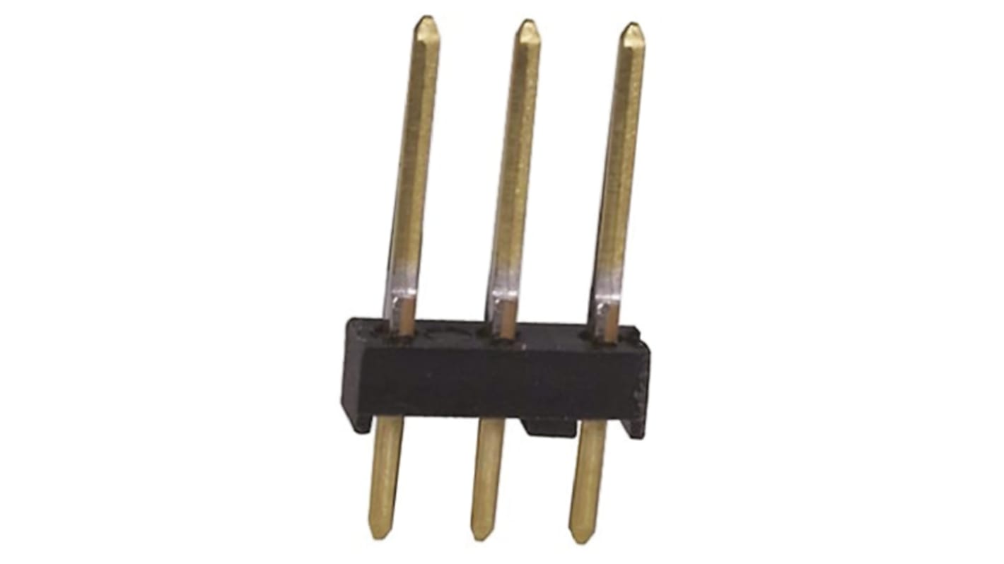 TE Connectivity AMPMODU MOD II Series Straight Through Hole Pin Header, 3 Contact(s), 2.54mm Pitch, 1 Row(s), Unshrouded