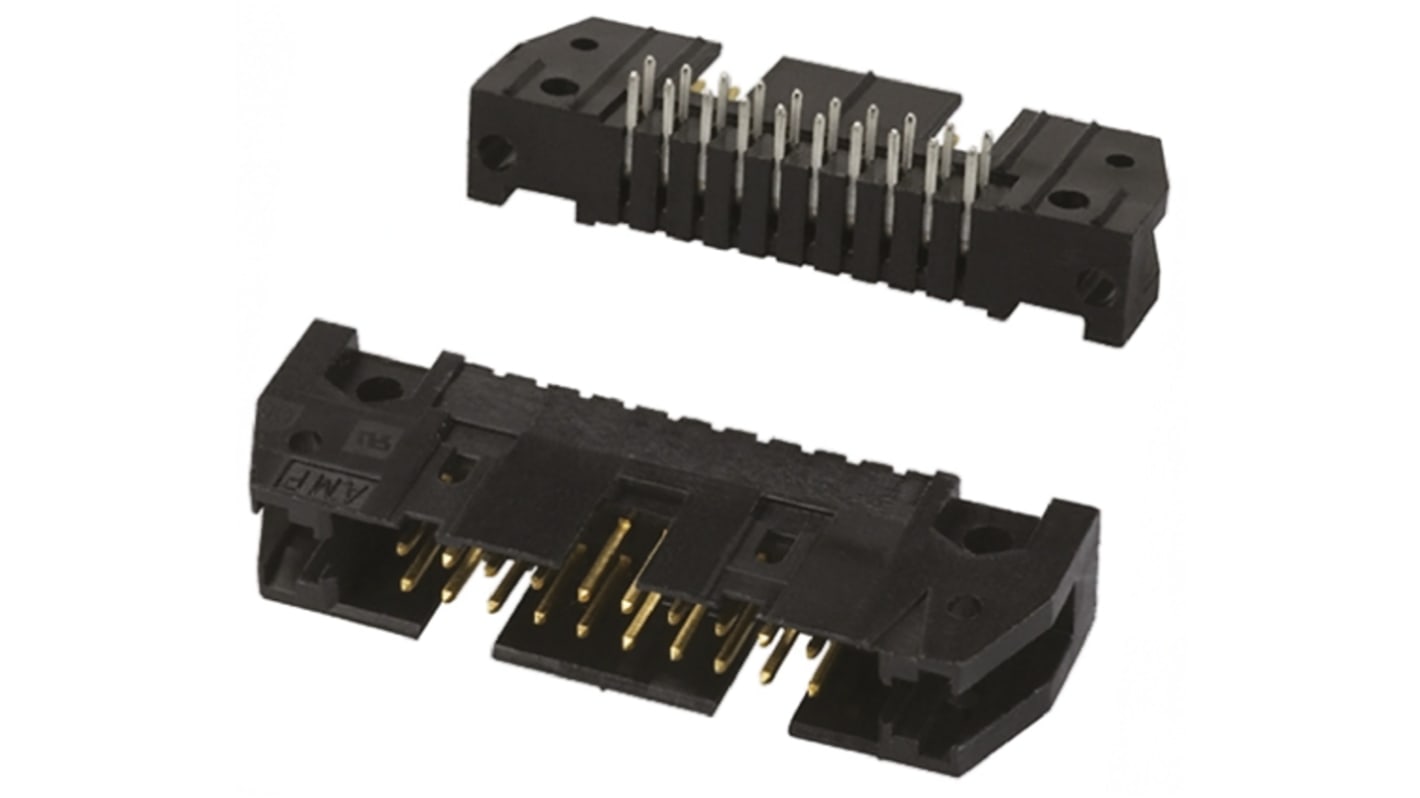 TE Connectivity AMP-LATCH Series Right Angle Through Hole PCB Header, 20 Contact(s), 2.54mm Pitch, 2 Row(s), Shrouded