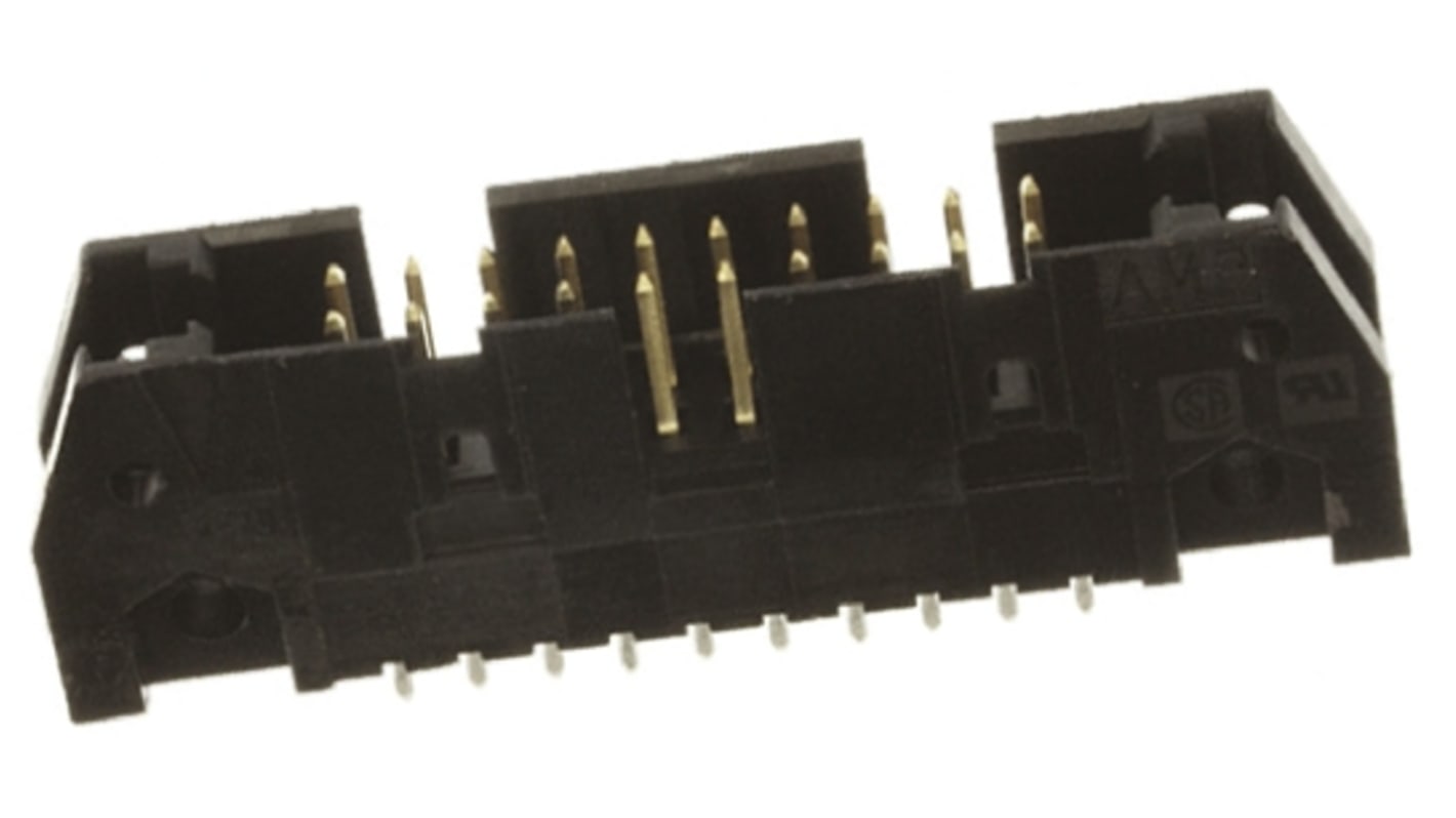 TE Connectivity AMP-LATCH Series Straight Through Hole PCB Header, 20 Contact(s), 2.54mm Pitch, 2 Row(s), Shrouded