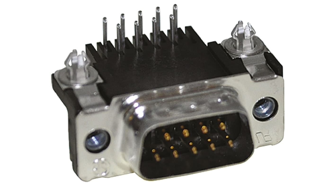 TE Connectivity Amplimite HD-20 9 Way Right Angle Through Hole D-sub Connector Plug, with 4-40 UNC Threaded Inserts,