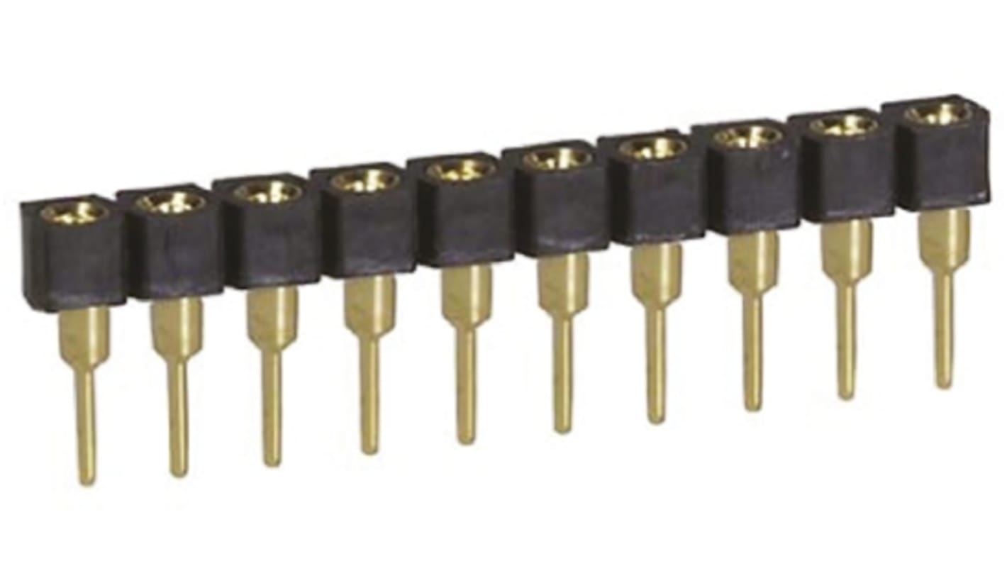 10 Way TE Connectivity Straight Through Hole 2.54mm SIL Socket, Solder, 3A