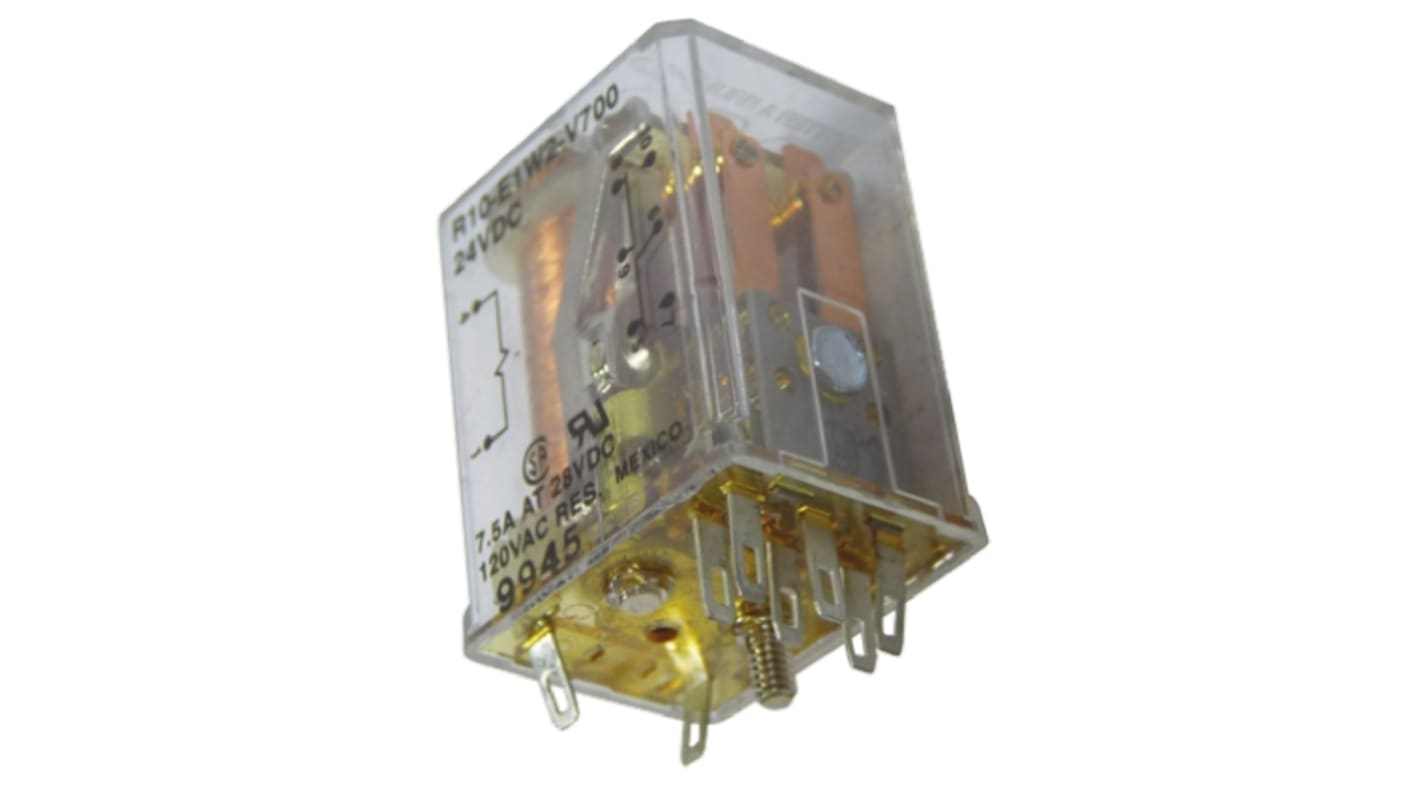 TE Connectivity R10 24V dc Spule 2-poliger Wechsler 7.5A Monostabiles Relais