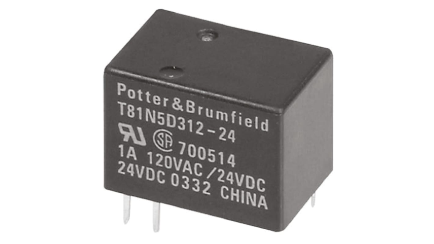 TE Connectivity PCB Mount Signal Relay, 24V dc Coil, 1A Switching Current, SPST
