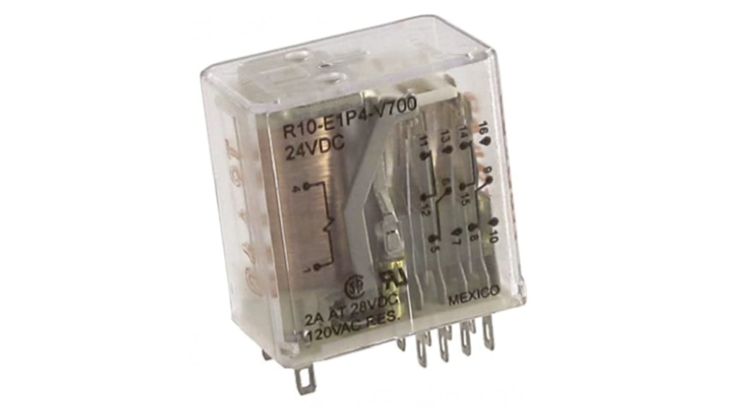 TE Connectivity Power Relay, 24V Coil, 5A Switching Current, 4PDT