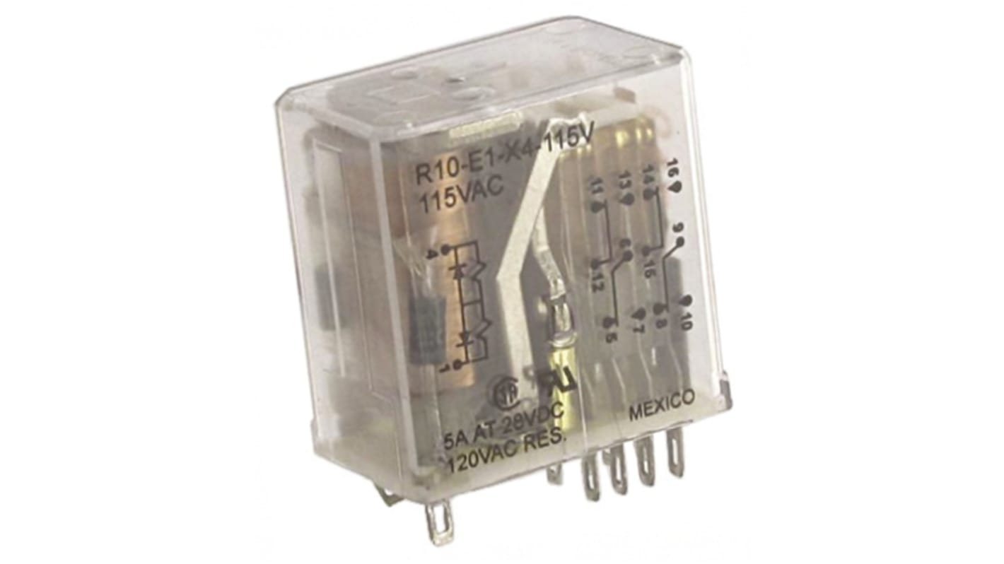 TE Connectivity Power Relay, 115V dc Coil, 5A Switching Current, 4PDT