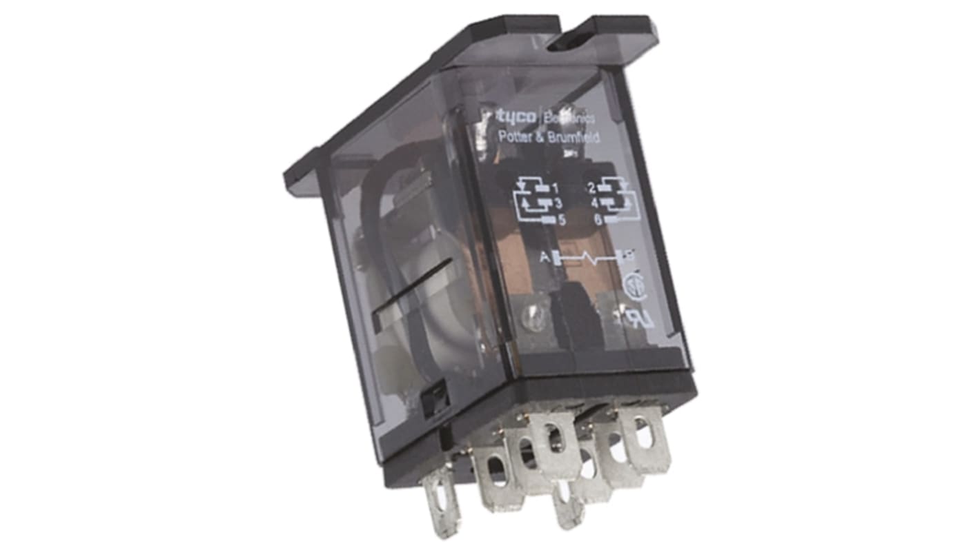 TE Connectivity Panel Mount Non-Latching Relay, 120V Coil, 15A Switching Current, DPDT