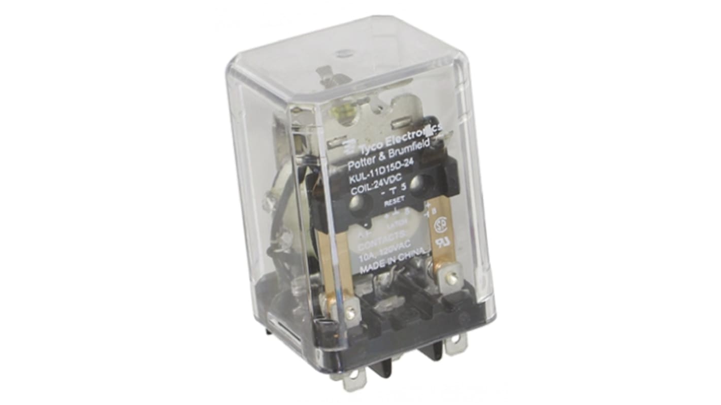 TE Connectivity Plug In Latching Power Relay, 24V dc Coil, 10A Switching Current, DPDT