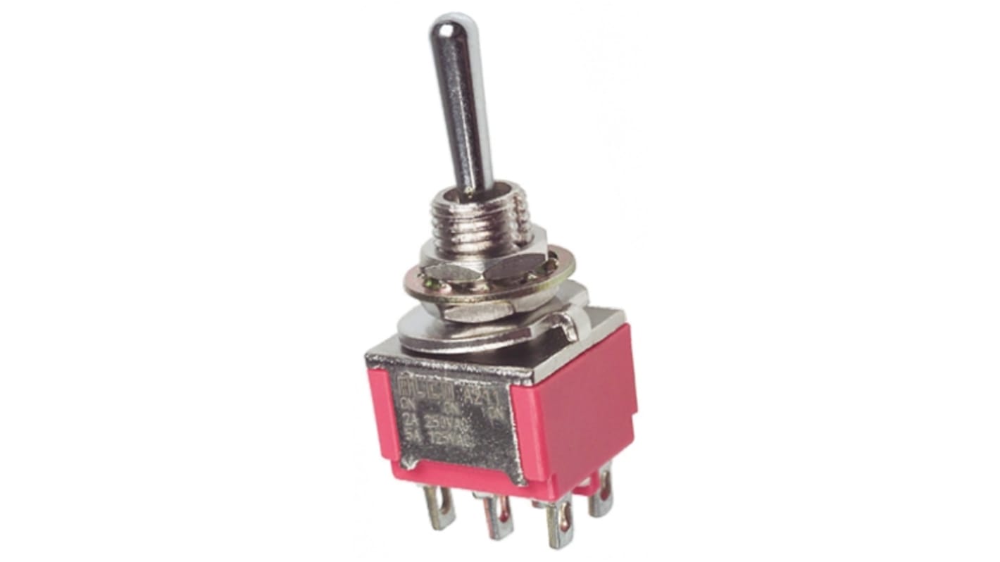 TE Connectivity Toggle Switch, Panel Mount, On-(On), DPDT, Solder Terminal