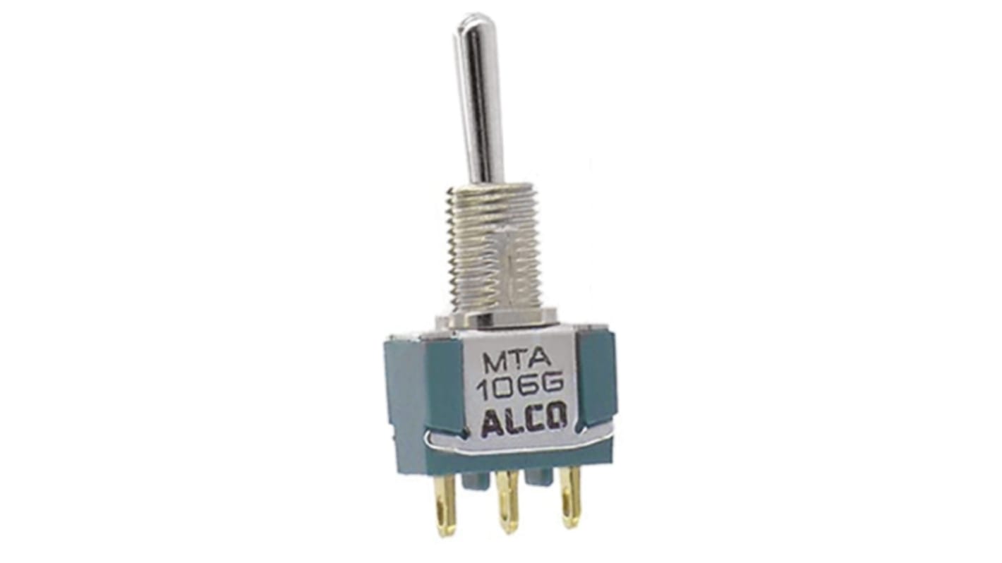 TE Connectivity Toggle Switch, Panel Mount, (On)-Off-(On), SPDT, Solder Terminal