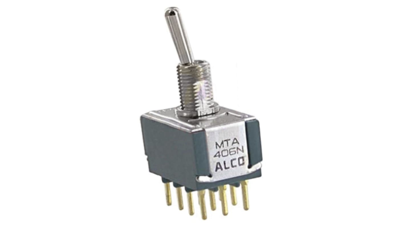 TE Connectivity Toggle Switch, Panel Mount, Latching, 4PDT, Solder Terminal