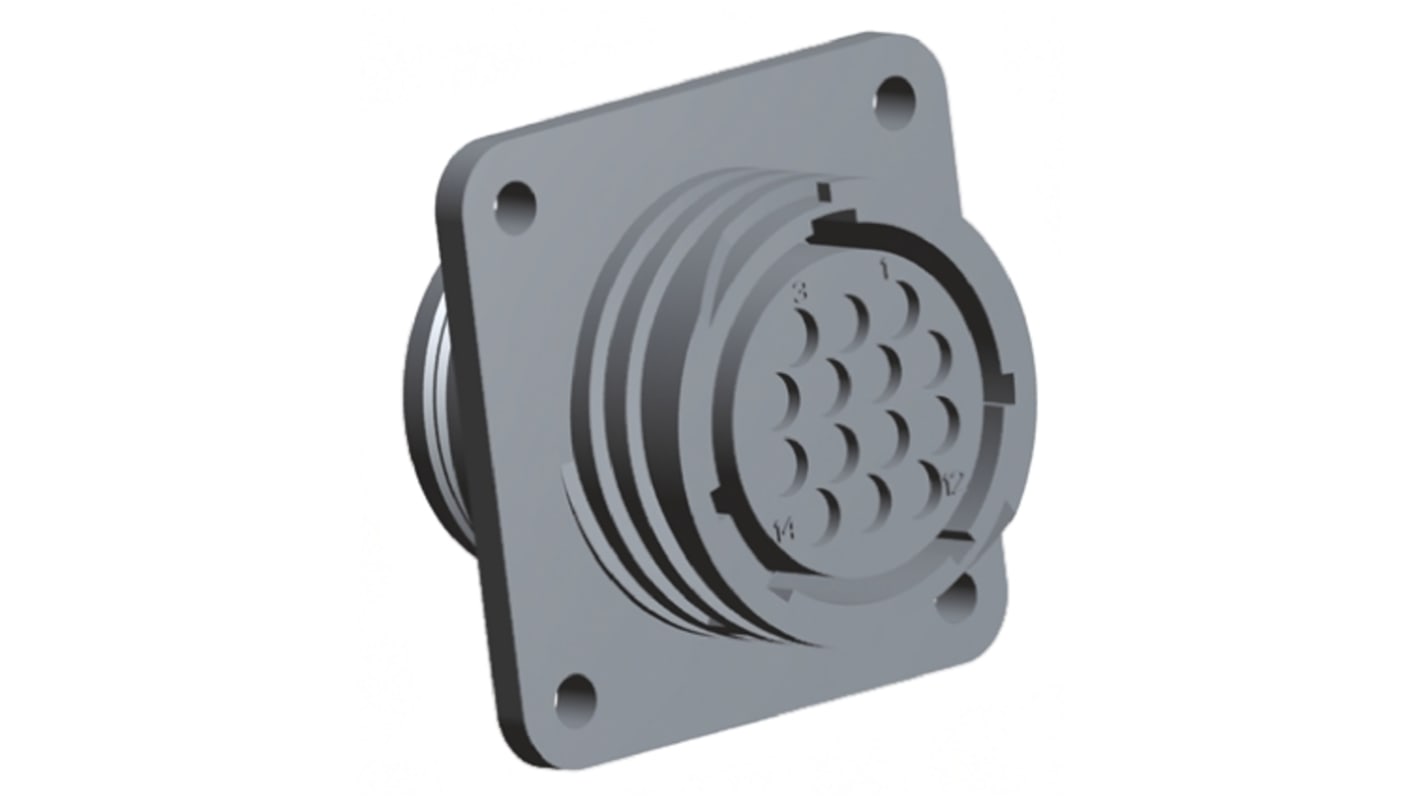 TE Connectivity Connector, 14 Contacts, Flange Mount, Socket, Male, IP65, CPC Series 1 Series