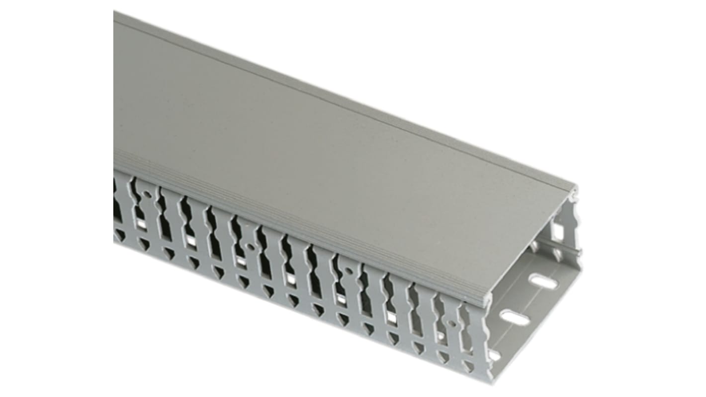 Legrand Transcab Grey Slotted Panel Trunking - Open Slot, W40 mm x D60mm, L2m, PVC
