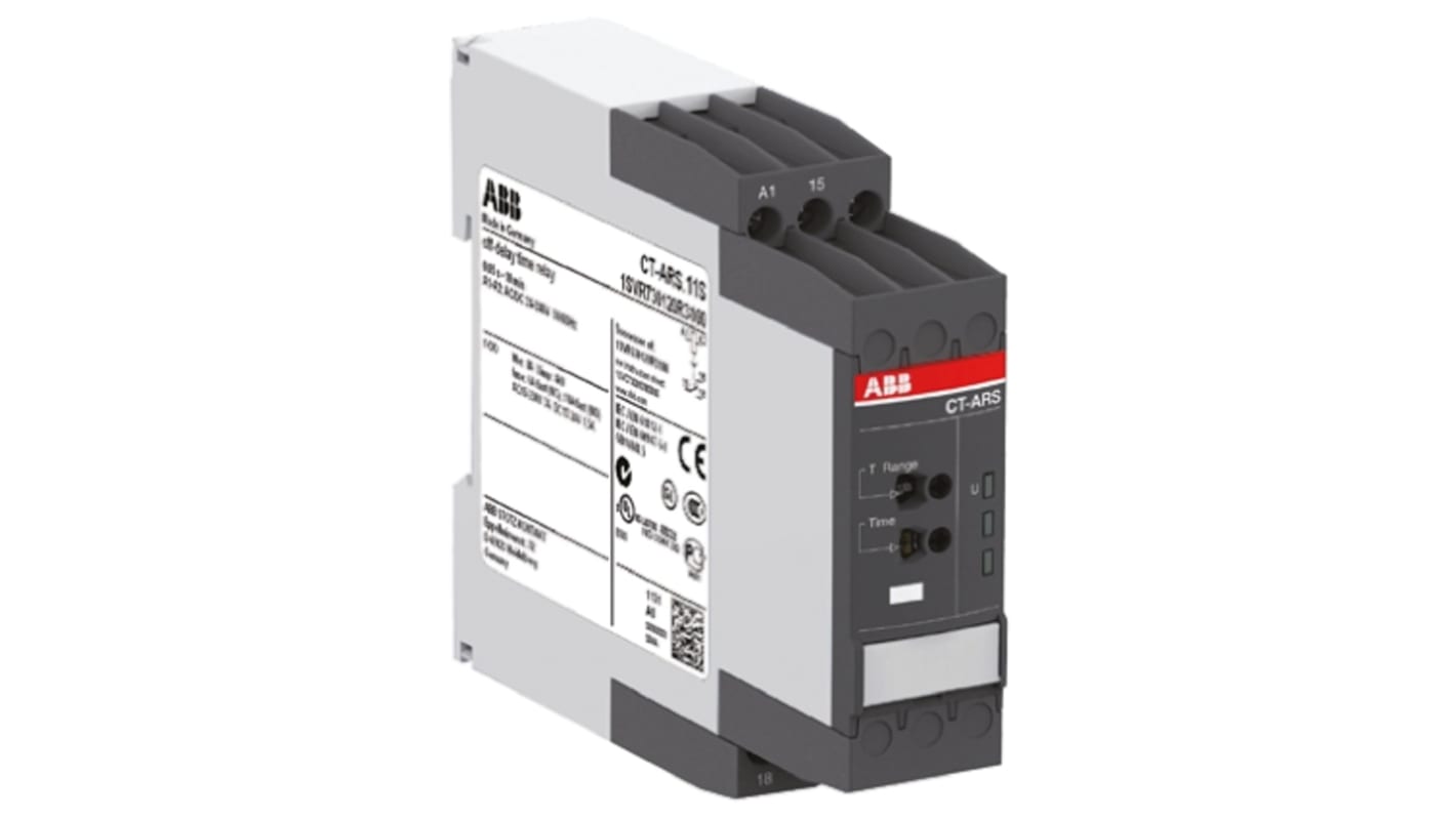 ABB DIN Rail Mount Timer Relay, 1-Contact, 0.05 s → 300h, 1-Function, SPDT