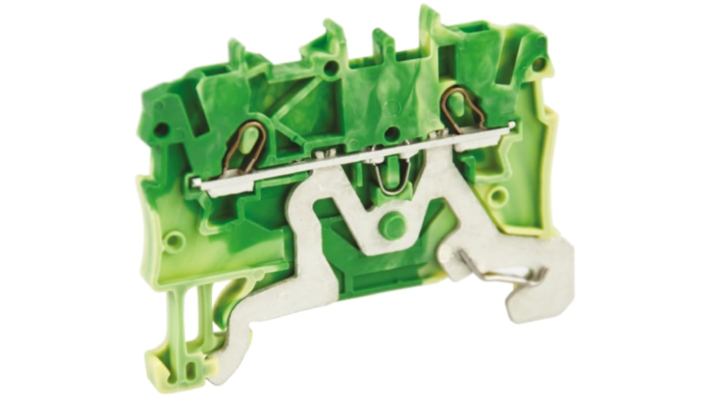 WAGO 2000-1207 TOPJOB S, 2000 Series Green/Yellow, 1mm², Single-Level, Push-In Cage Clamp Termination, ATEX, IECEx