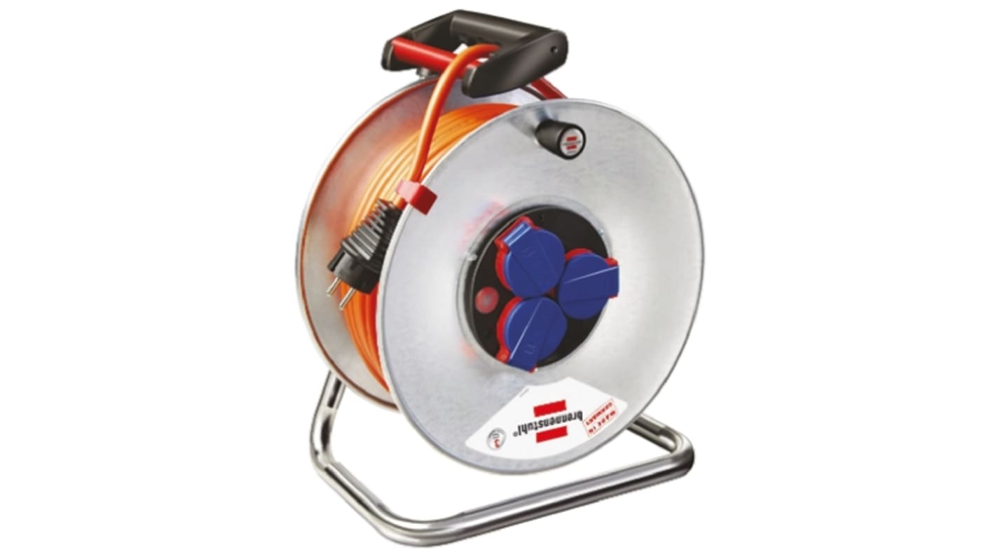brennenstuhl 40m 4 Socket Type E - French Cable Reel Open Reel, 230 V, IP44
