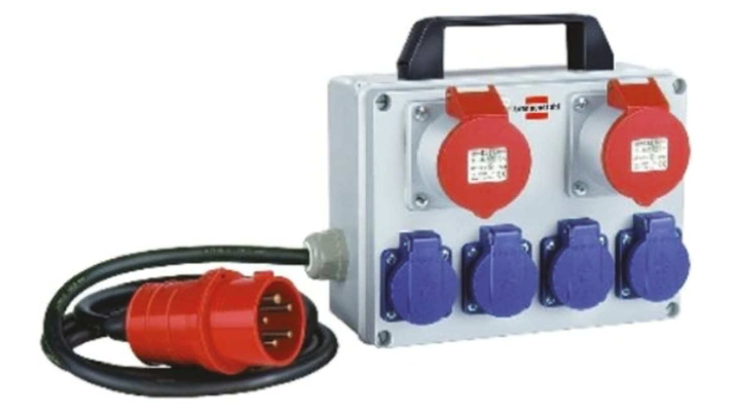Connettore femmina di prolunga brennenstuhl 2m, 2 + 4 prese, spina tipo E - FR, 230 V, 400 V, 16A