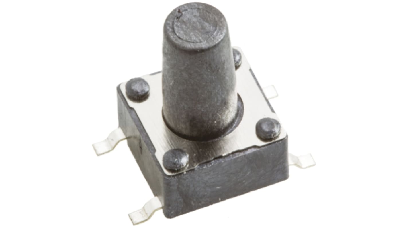 Würth Elektronik Taster SPST, Lötanschluss 50 mA @ 12 V dc Tastend 6.1mm Taster Schwarz, 6.2 x 6.5mm B. 6.2mm L. 6.5mm