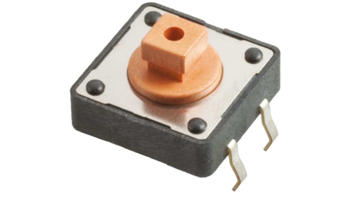 Interruptor táctil tipo Botón, Rosa, contactos SPST 7.3mm, Montaje en orificio pasante