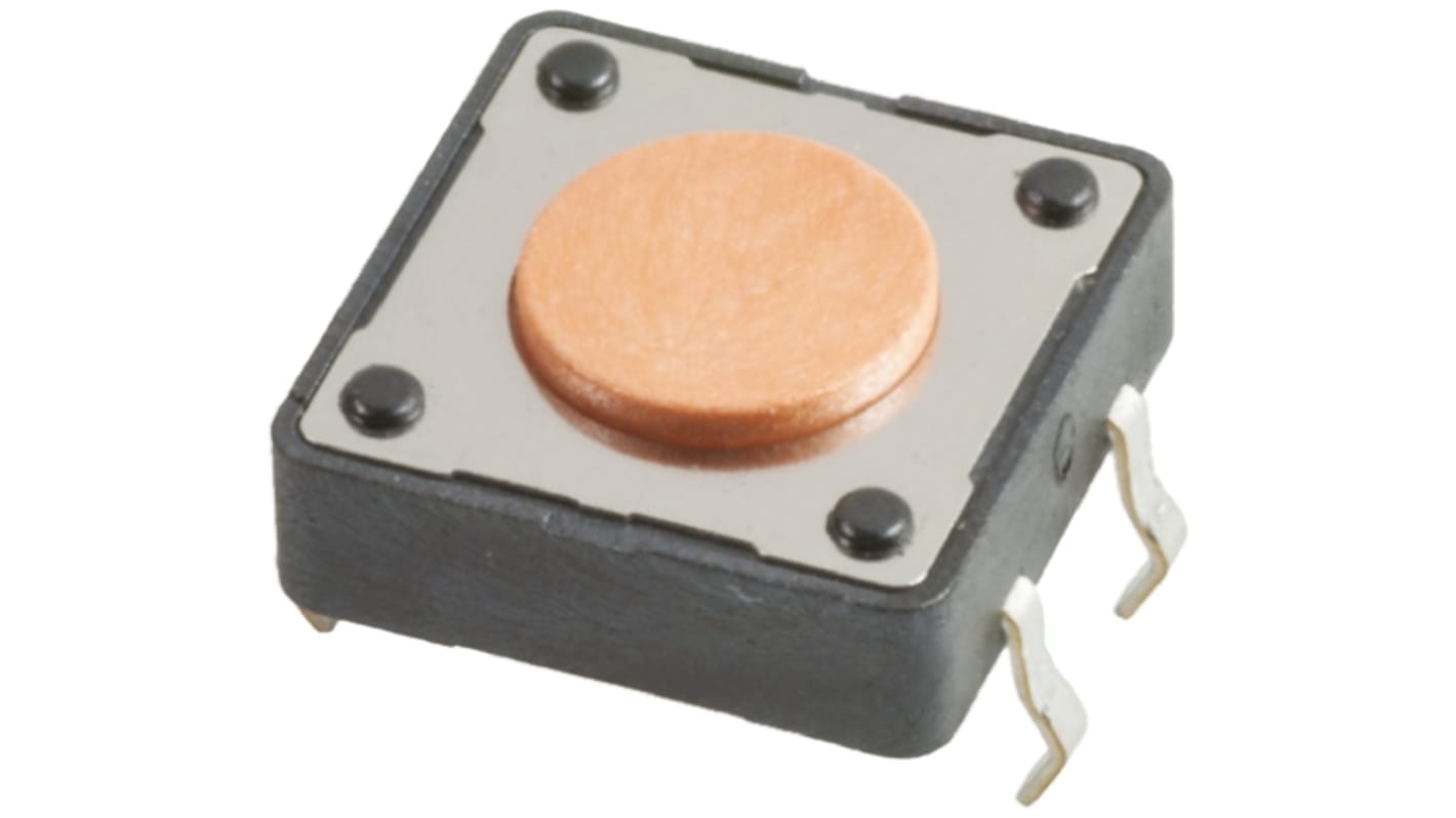 Würth Elektronik Taster SPST, Lötanschluss 50 mA @ 12 V dc Tastend 0.8mm Knopf Rosa, 12 x 12.5mm B. 12mm L. 12.5mm