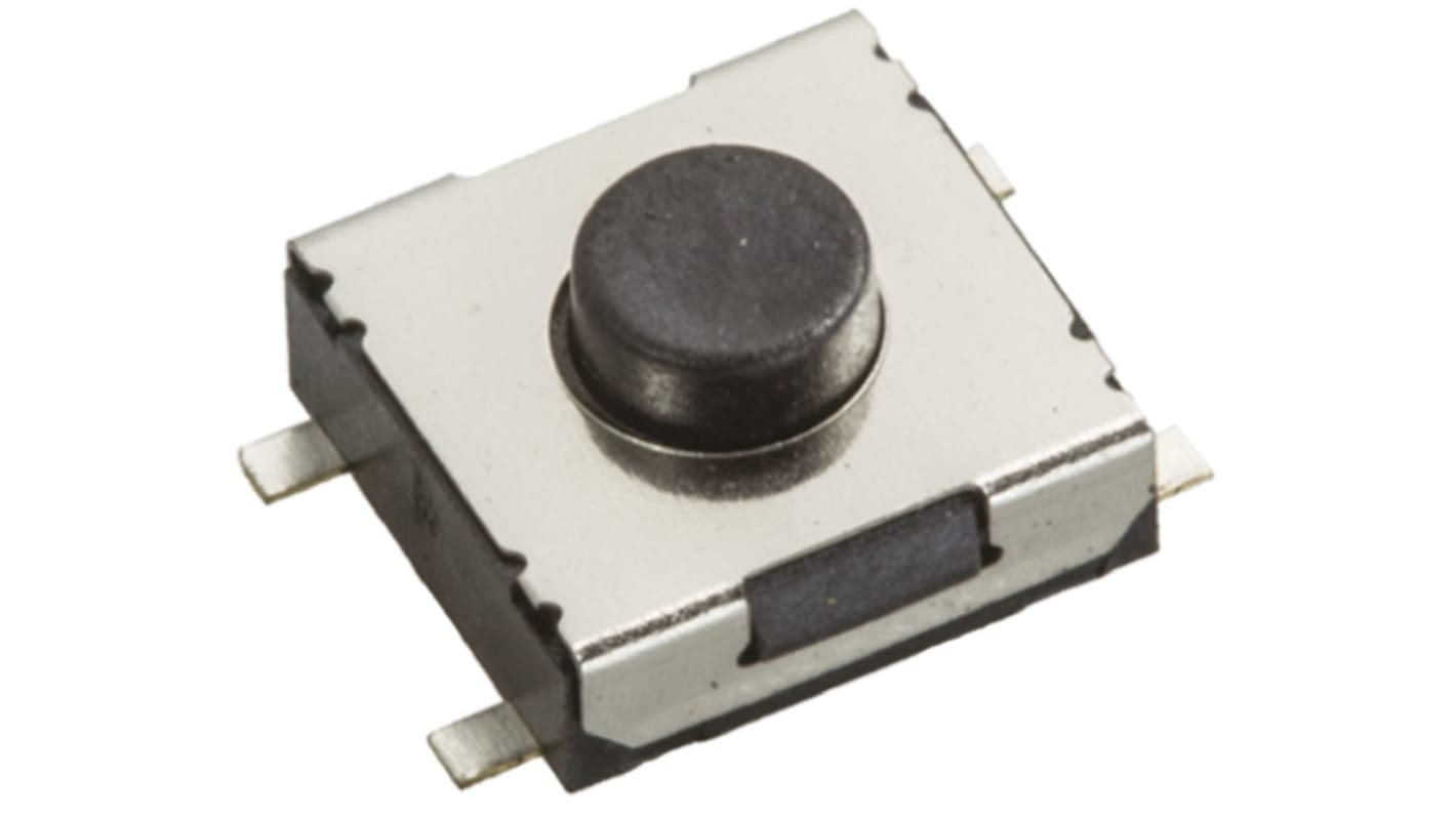 Würth Elektronik Taster SPST, Lötanschluss 50 mA @ 12 V dc Tastend 1.1mm Taster Schwarz, 6.2 x 6.2mm B. 6.2mm L. 6.2mm