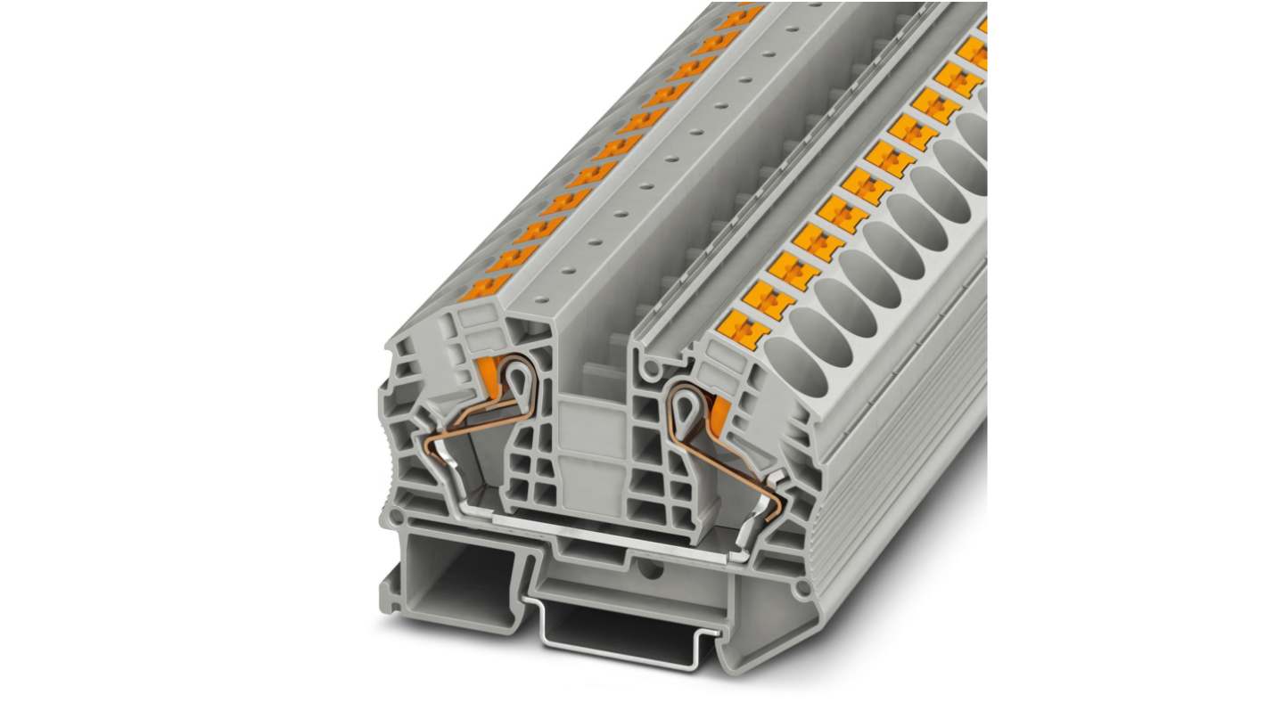 Phoenix Contact PT 16 N Series Grey Feed Through Terminal Block, 16mm², Single-Level, Push In Termination, ATEX, IECEx