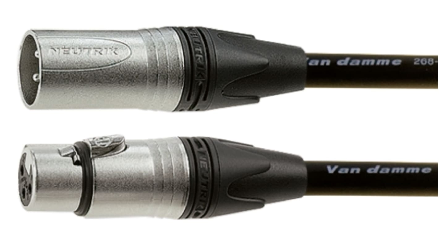 Van Damme Male 5 Pin XLR to Female 5 Pin XLR  Cable, Black, 5m