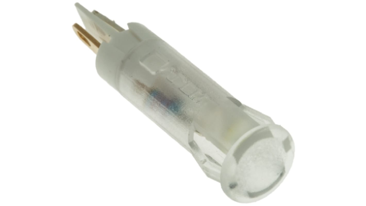 Apem White Panel Mount Indicator, 24V dc, 6mm Mounting Hole Size, Faston, Solder Lug Termination