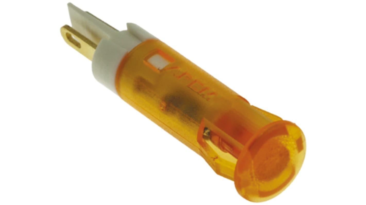 Apem Orange Panel Mount Indicator, 24V dc, 6mm Mounting Hole Size, Faston, Solder Lug Termination