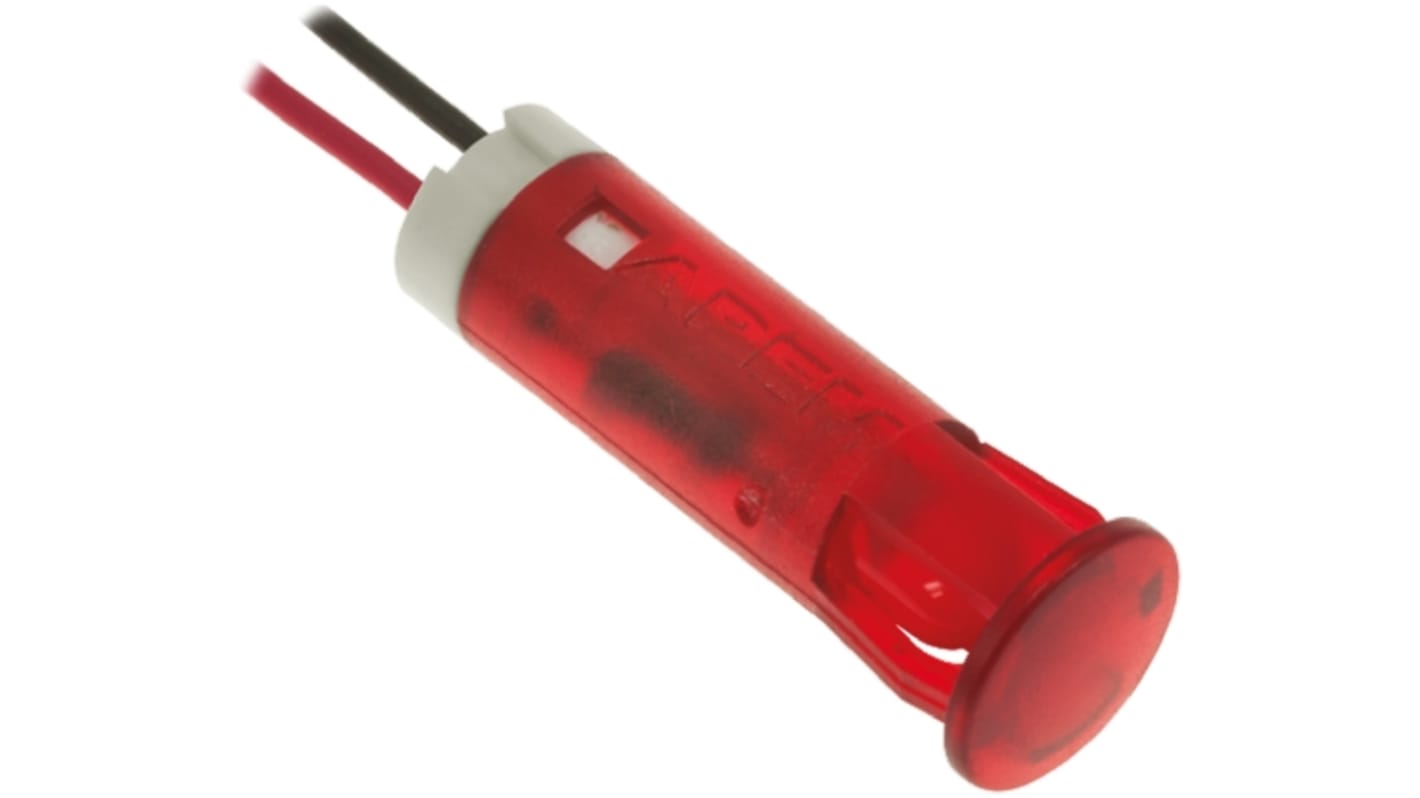 Indicatore da pannello APEM Rosso  a LED, 24V cc, foro da 8mm