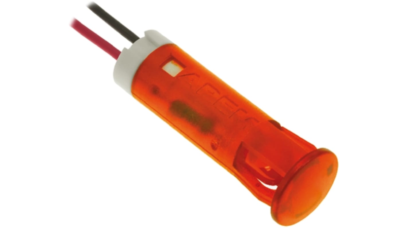 Indicatore da pannello APEM Arancione  a LED, 24V cc, foro da 8mm