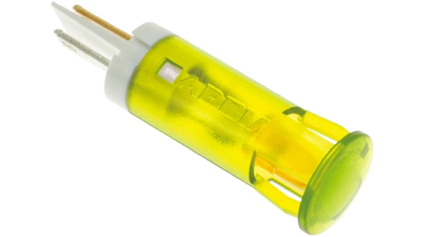 Indicatore da pannello APEM Giallo  a LED, 220V ca, foro da 10mm