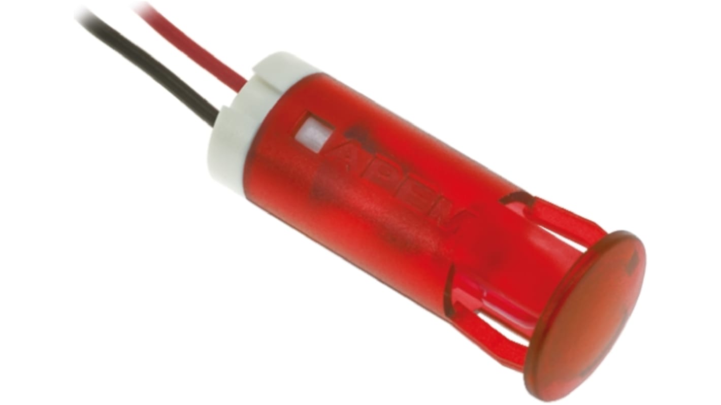 Voyant LED lumineux  Rouge APEM, dia. 10mm, 220V c.a.