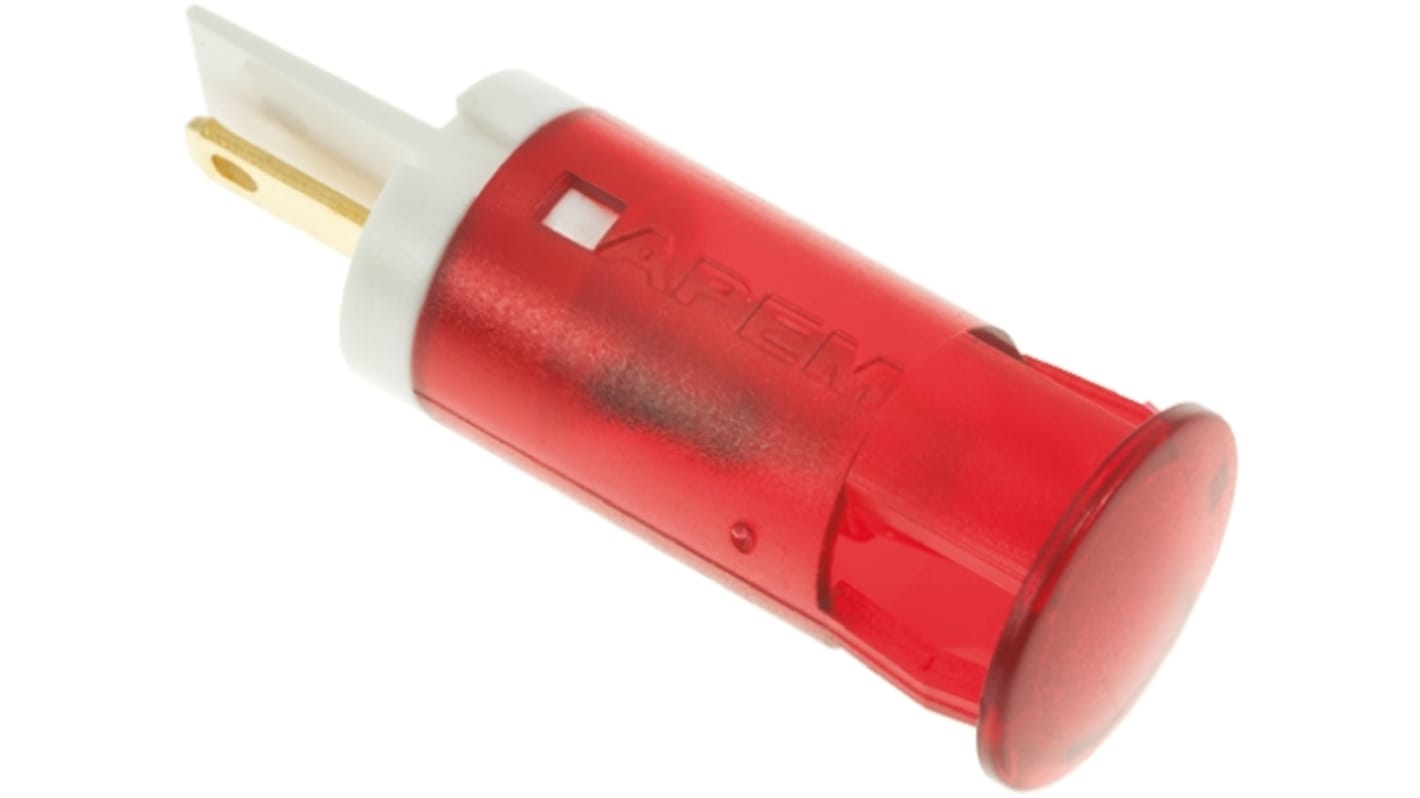 Indicador LED APEM, Rojo, marco Rojo, Ø montaje 12mm, 12V dc, 20mA, 25mcd