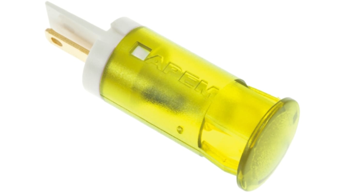 Indicatore da pannello APEM Giallo  a LED, 12V cc, foro da 12mm