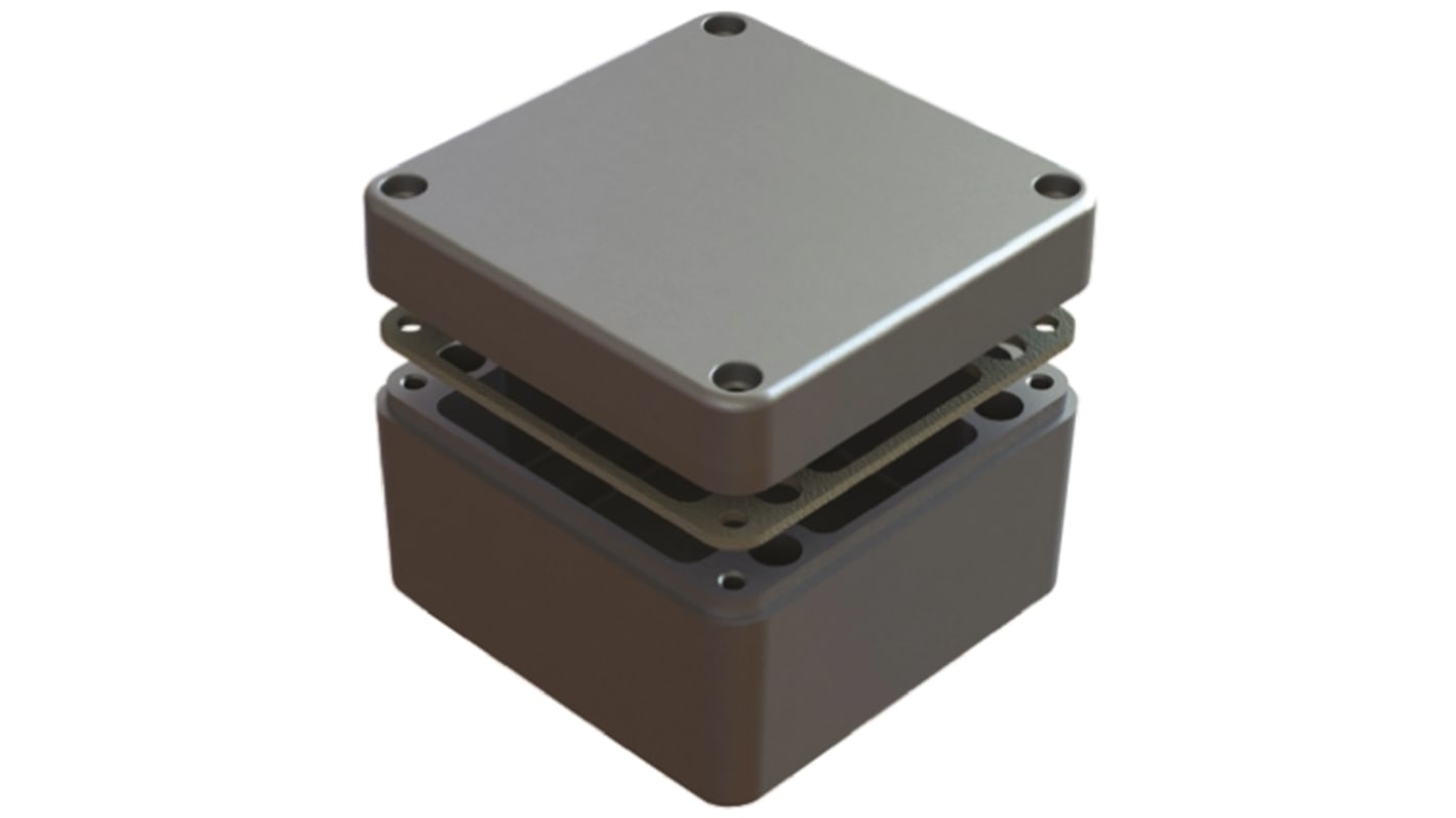 Deltron 486 Series Grey Aluminium Enclosure, IP68, Grey Lid, 120 x 120 x 80mm