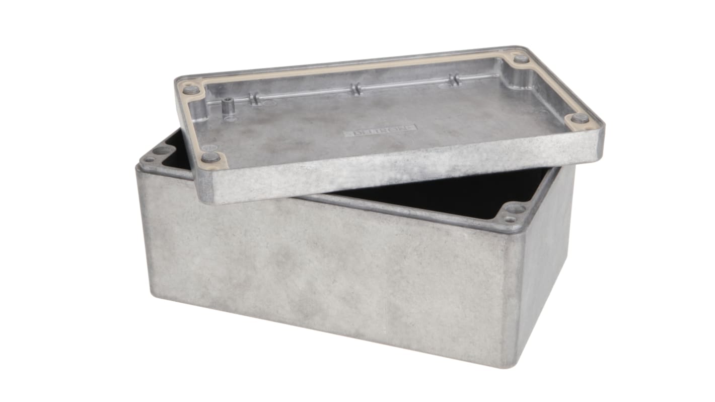 Deltron 486 Series Grey Aluminium Enclosure, IP68, Grey Lid, 220 x 120 x 80mm