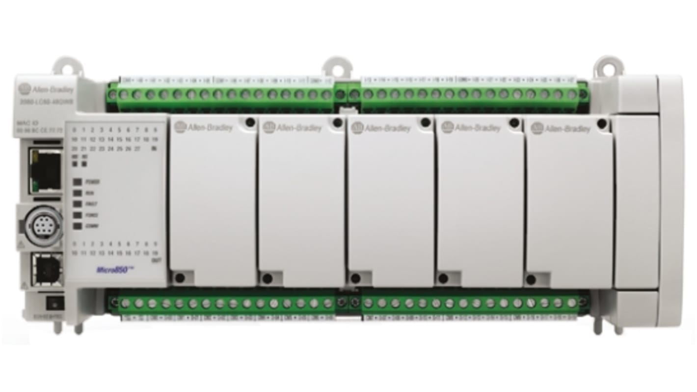 Allen Bradley Micro850 Series PLC CPU for Use with Micro800 Series, Relay Output, 28-Input, AC Input