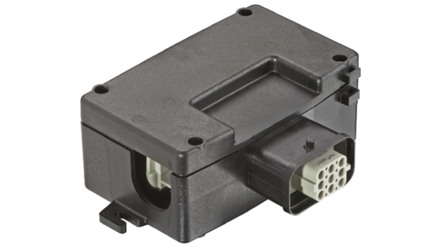 Harting, Han Power S IP65 Black Surface Mount 8P+E Industrial Power Socket, Rated At 25.0A, 600.0 V