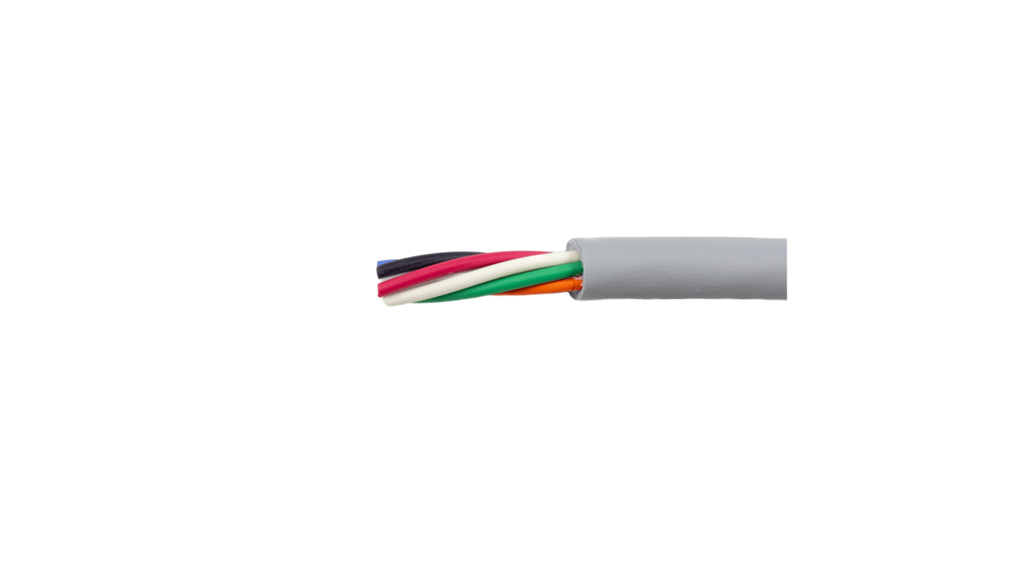 Alpha Wire Ecogen Ecoflex ECO Steuerkabel, 6-adrig x 0,35 mm² Grau, 30m, 22 AWG,  ungeschirmt