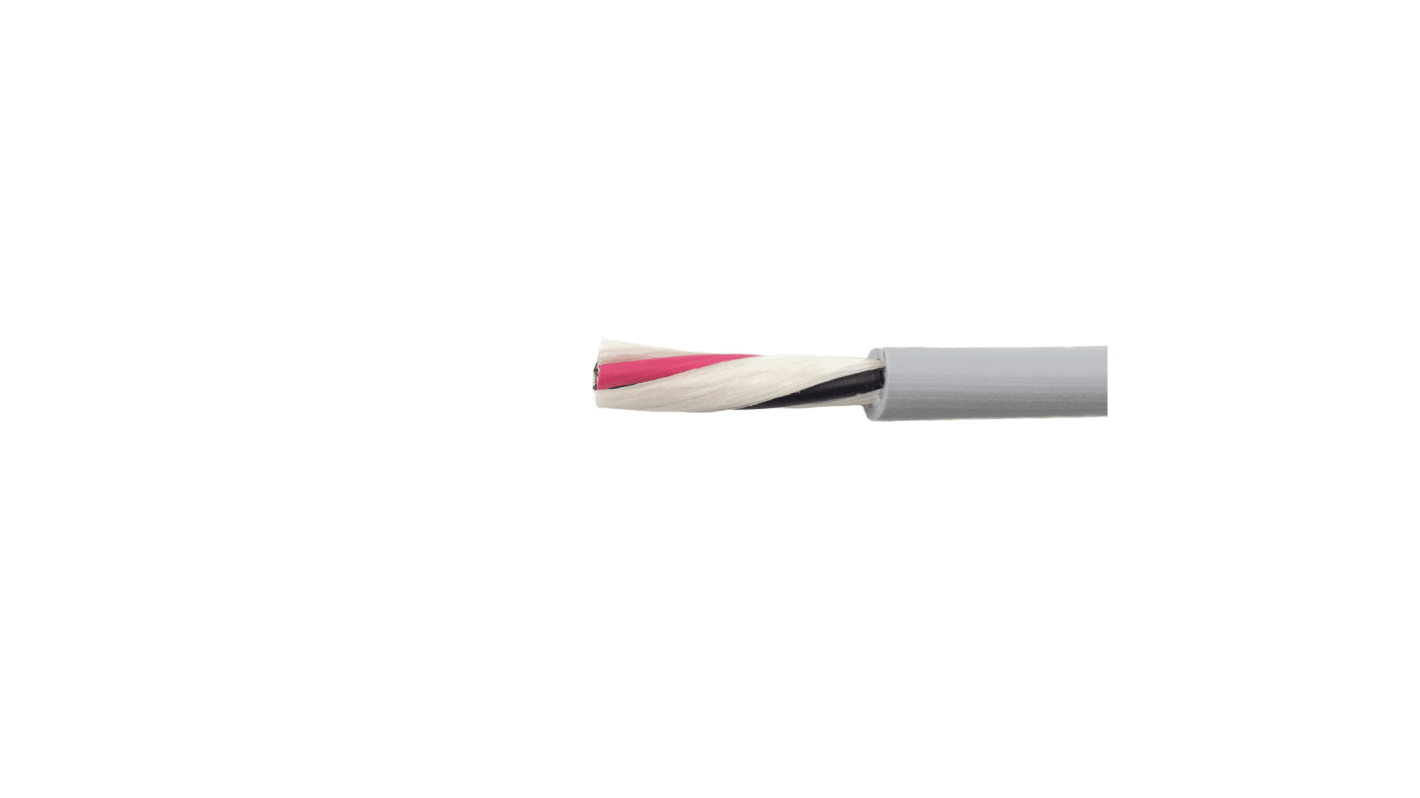 Alpha Wire Ecogen Ecoflex Control Cable, 2 Cores, 0.81 mm², ECO, Unscreened, 30m, Grey mPPE Sheath, 18 AWG