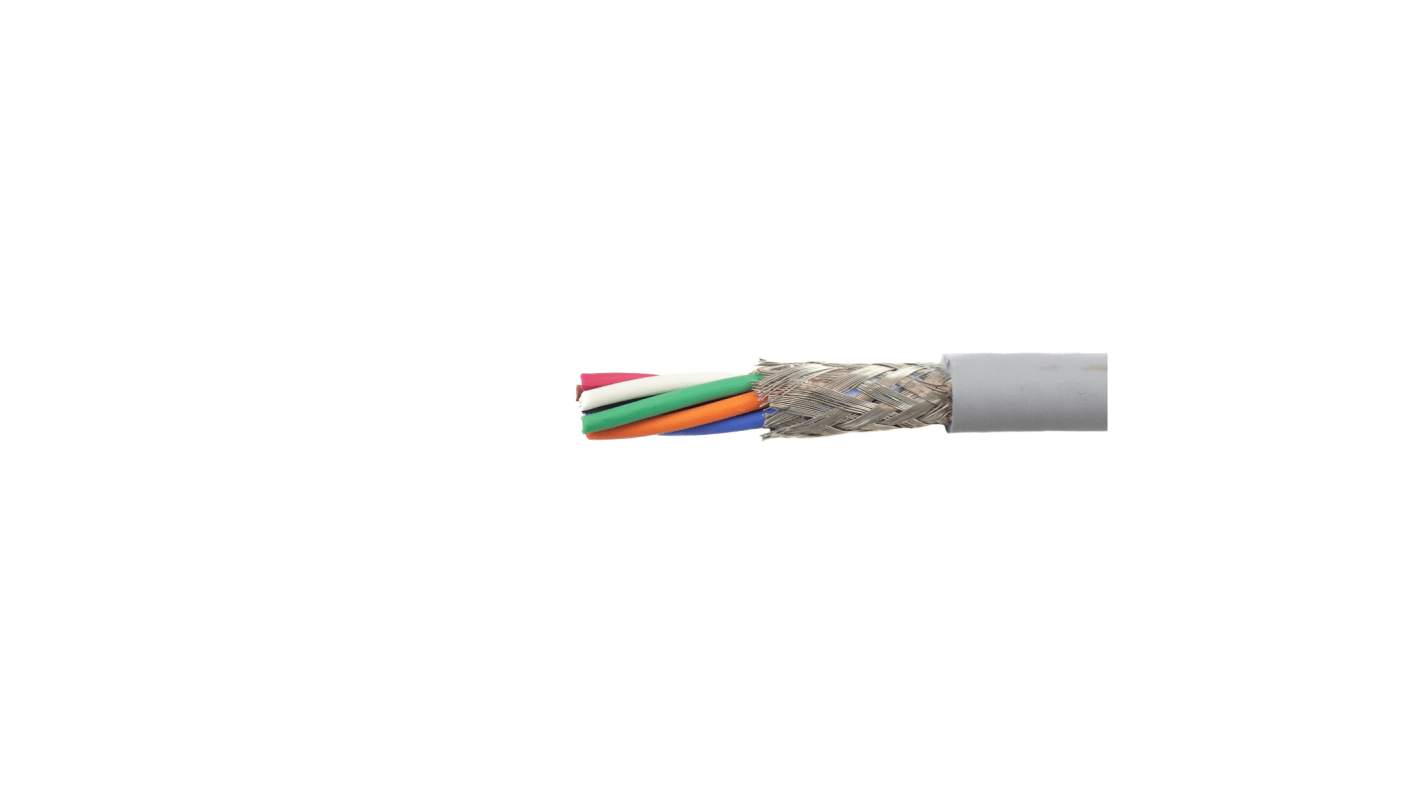 Alpha Wire Ecogen Ecoflex Control Cable, 7 Cores, 1.32 mm², ECO, Screened, 30m, Grey mPPE Sheath, 16 AWG