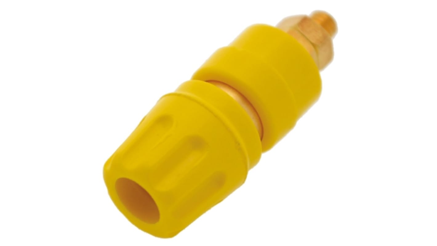 Hirschmann Test & Measurement 35A, Yellow Binding Post With Brass Contacts and Gold Plated - 8mm Hole Diameter