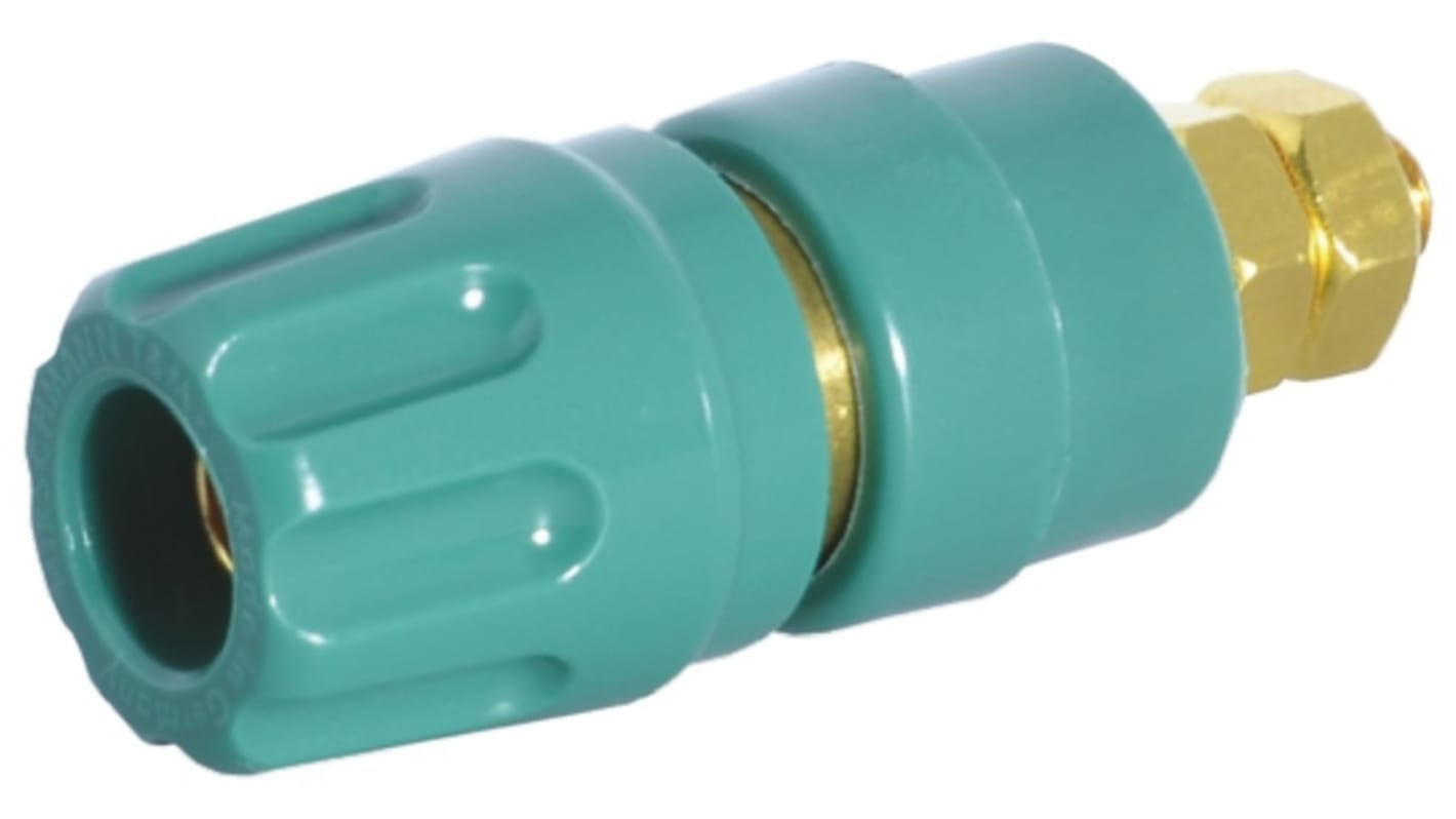 Hirschmann Test & Measurement 35A, Green Binding Post With Brass Contacts and Gold Plated - 8mm Hole Diameter