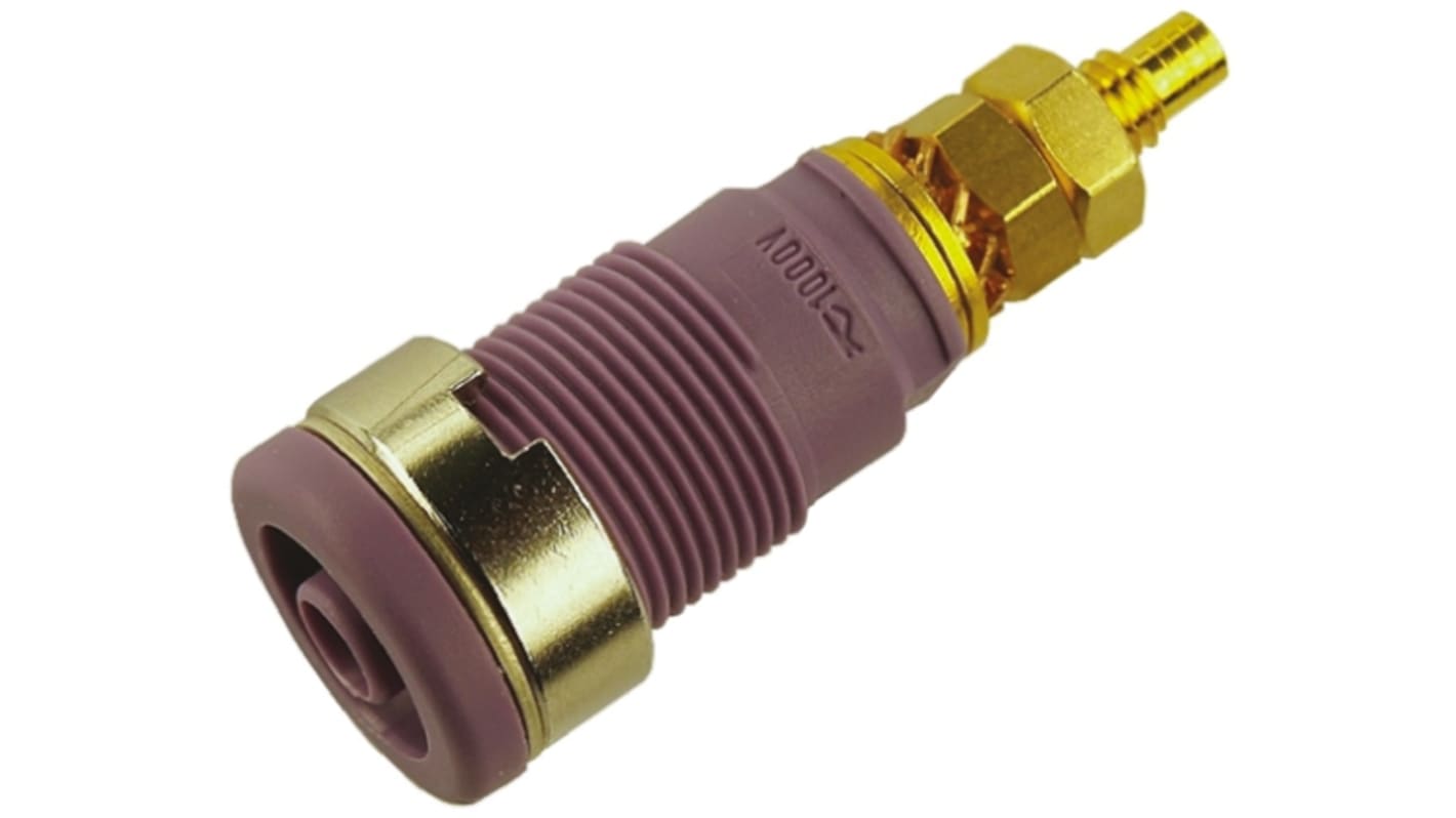 Hirschmann Test & Measurement Violet Female Banana Socket, 4 mm Connector, Solder Termination, 32A, 1000V ac/dc, Gold