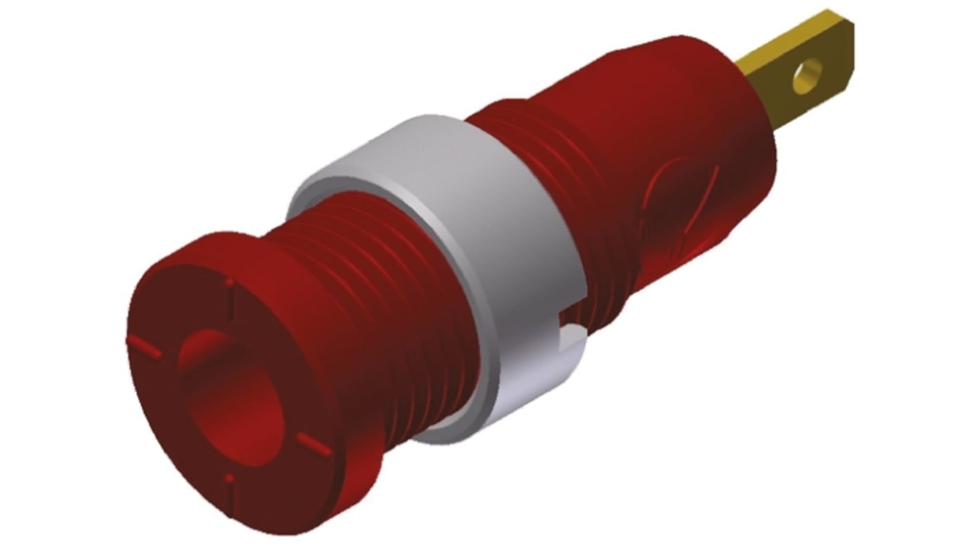 Hirschmann Test & Measurement Red Female Banana Socket, 2mm Connector, Tab Termination, 10A, 1000V ac/dc, Gold Plating